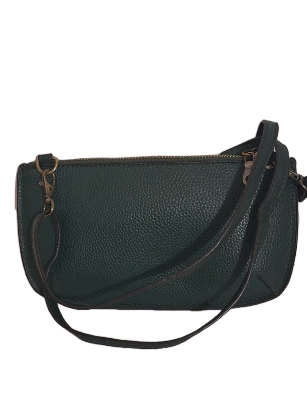 Joy Susan Green Vegan Pebble Leather Crossbody Bag Wristlet Wallet EUC
